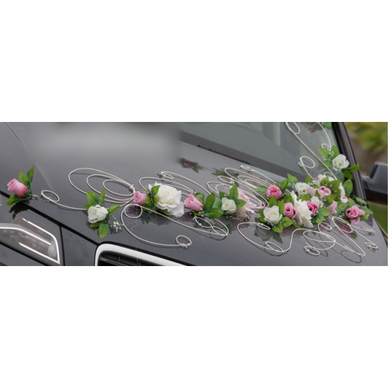 Ivoor roze rozen Trouwauto decoratie