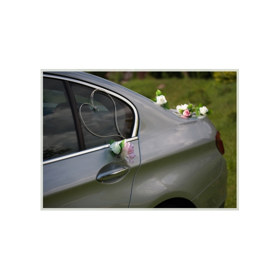 Ivoor roze rozen Trouwauto decoratie