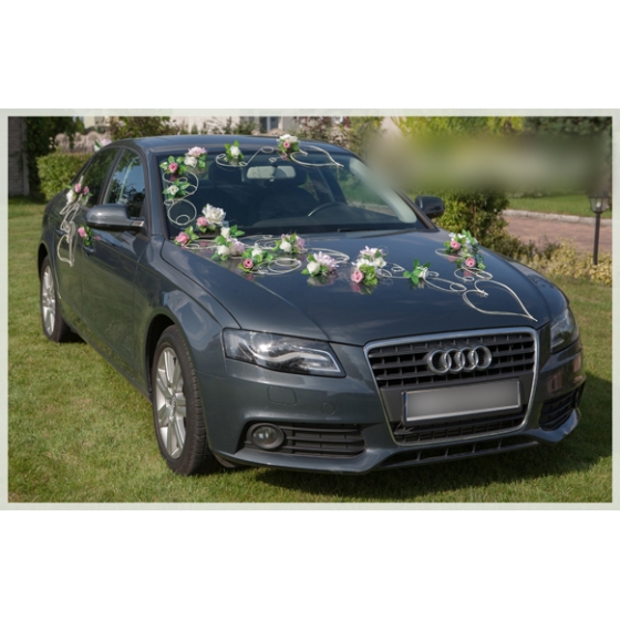 Ivoor roze rozen Trouwauto decoratie