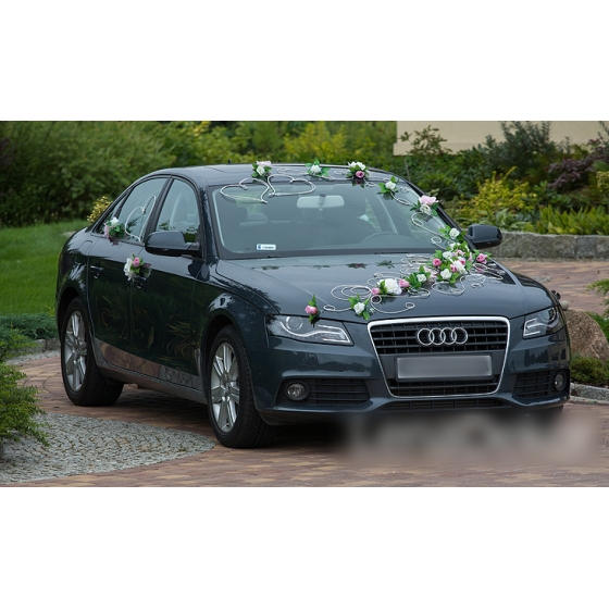 Ivoor roze rozen Trouwauto decoratie