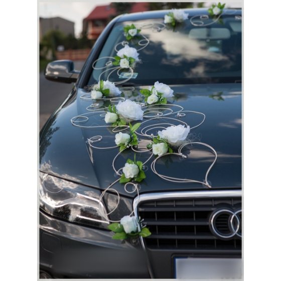 Ivoor Rozen Trouwauto Decoratie Set