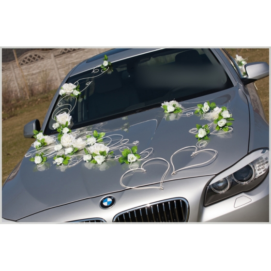 Ivoor Rozen Trouwauto Decoratie Set