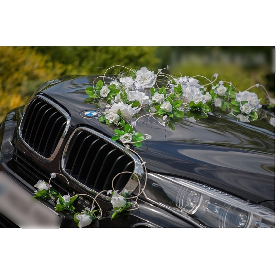 Ivory Roses Trouwauto Versiering Set