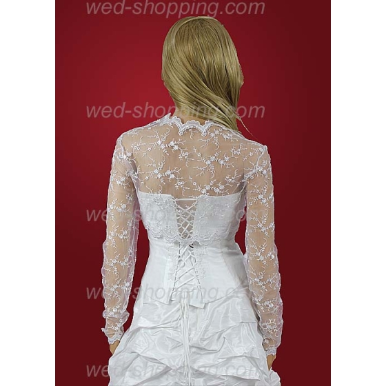 Rug bruidsbolero van kant - tule met borduursel