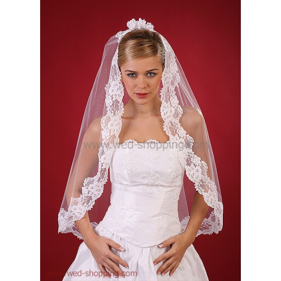 Spaanse Bruidssluier met kant - 80 cm
