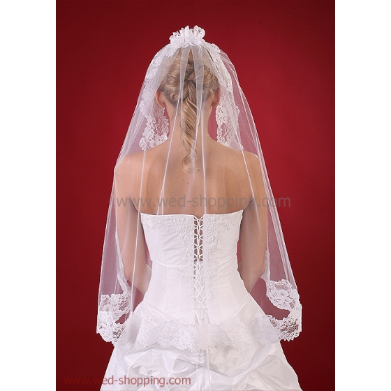 Spaanse sluier met kant - 80 cm W1094