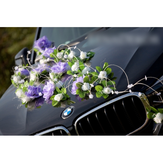 Lila Wit Bruiloftsauto Versiering Set Vira