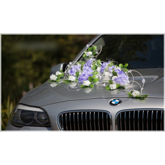 Lila Wit Bruiloftsauto Versiering Set Vira