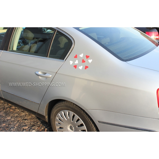 Magneet hartjes voor trouwauto rood DEK50003