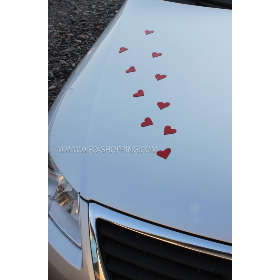 Magneet hartjes voor trouwauto rood DEK50003