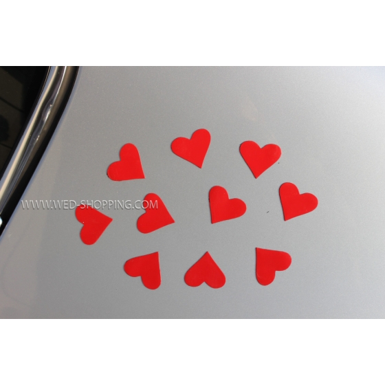 Magneet hartjes voor trouwauto rood