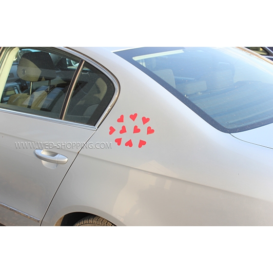 Magneet hartjes voor trouwauto rood DEK50001