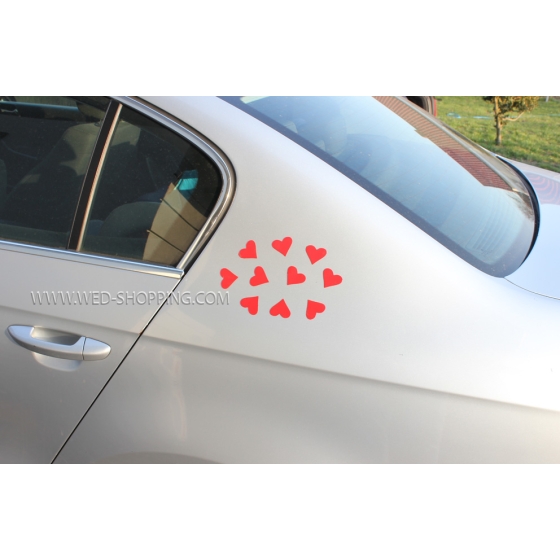 Magneet hartjes voor trouwauto rood DEK50001