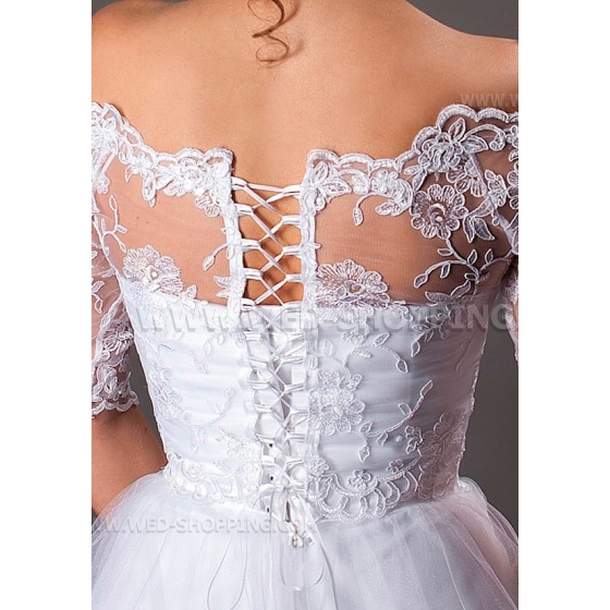 Bruids bolero kant met vetersluiting