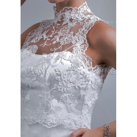Hoge kraag kanten bolero mouwloos knoppen E1510