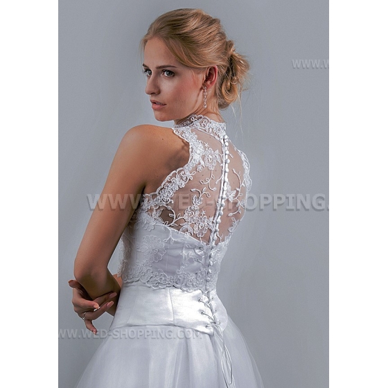 Hoge kraag kanten bolero mouwloos knoppen E1510