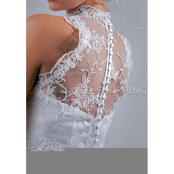 Hoge kraag kanten bolero mouwloos knoppen E1510