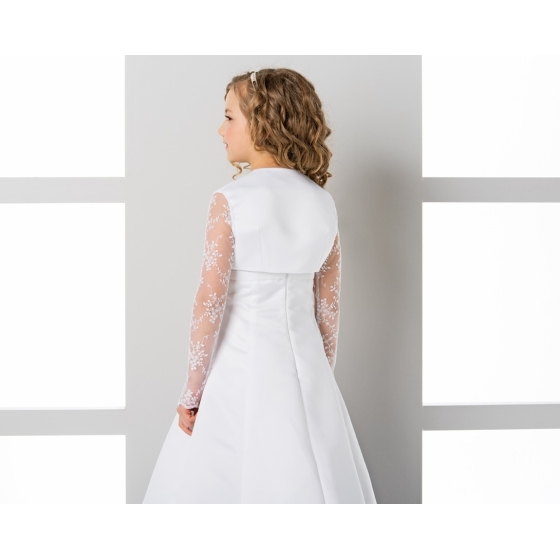 Satijnen bolero met lange mouwen van kant