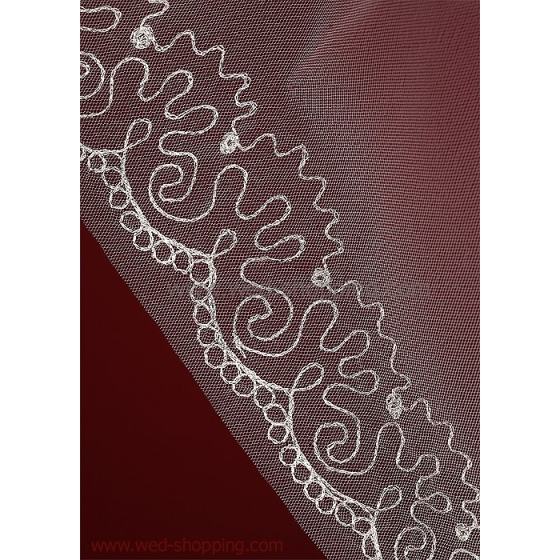 Geborduurde sluier  - 90 cm W1034S