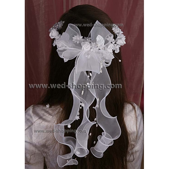Diadeem communie met linten en tule KW1012