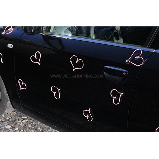 Roze hartjes voor trouwauto DEK50021