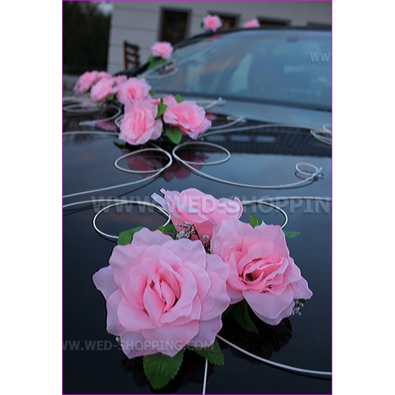 Trouwauto versiering kit verbleken roze rozen en hart