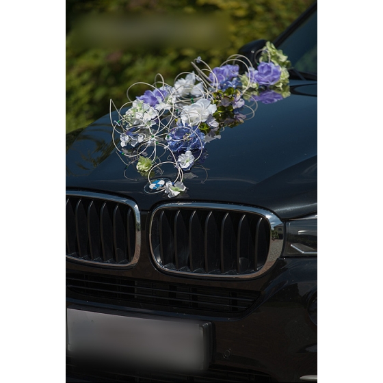 Decoratie kit voor trouwauto bloemen en riet
