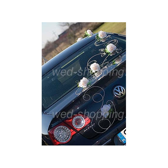 Trouwauto versiering witte bloemen DEK1006