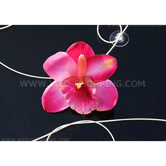 Trouwauto versiering  donker roze orchideeën  DEK1064