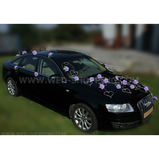 Auto versieren licht lila rozen en hart DEK1063