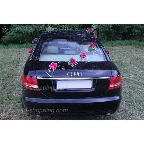 Auto versieren Bourgogne rozen en hart DEK1022