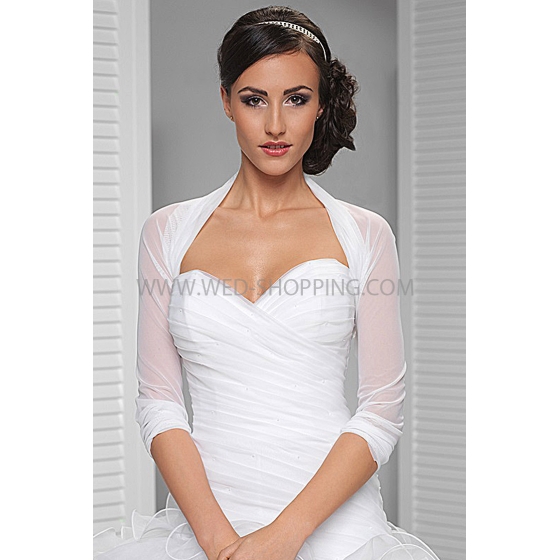 Stretch tule bruids jasje bolero met mouwen 2/3