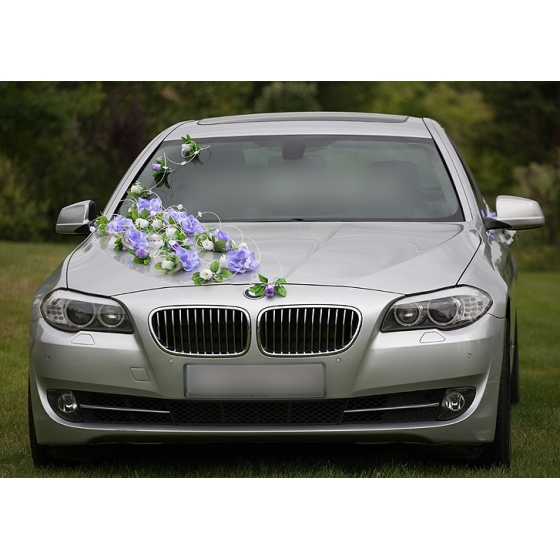 Versiering Kit voor Trouwauto Paars-Blauw en Ivoor