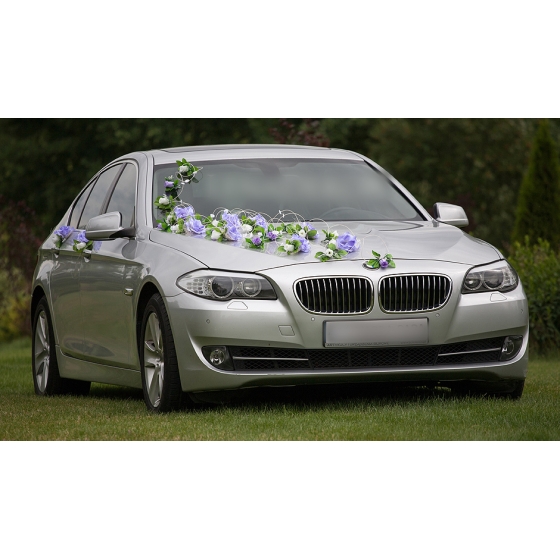 Versiering Kit voor Trouwauto Paars-Blauw en Ivoor