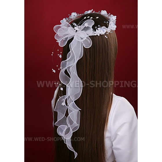 Witte en blauwe communiekrans KW1016B